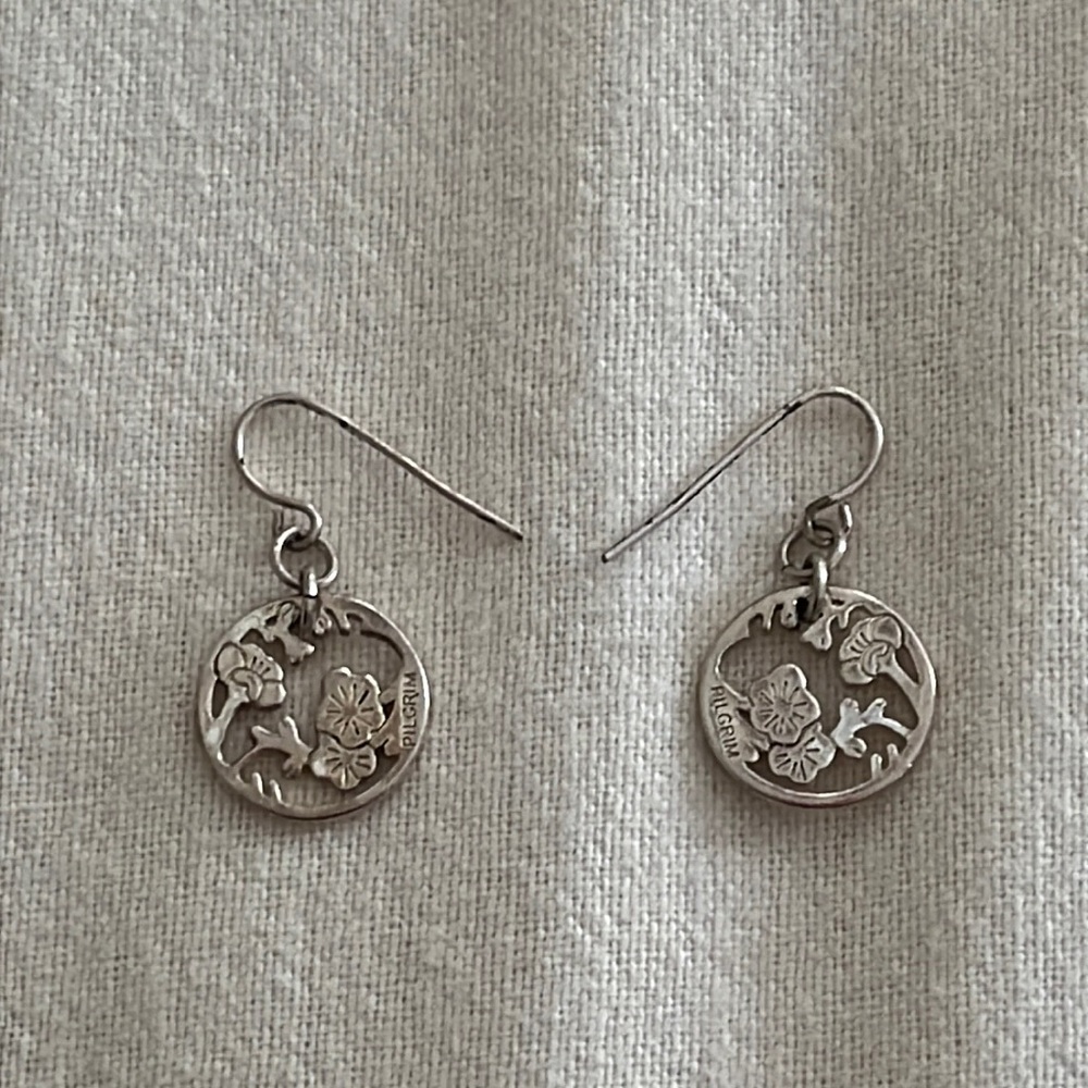 Silver flower earrings